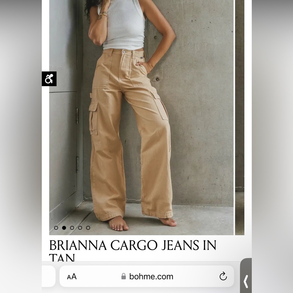 Bohme Tan Wide Leg Cargo Pants